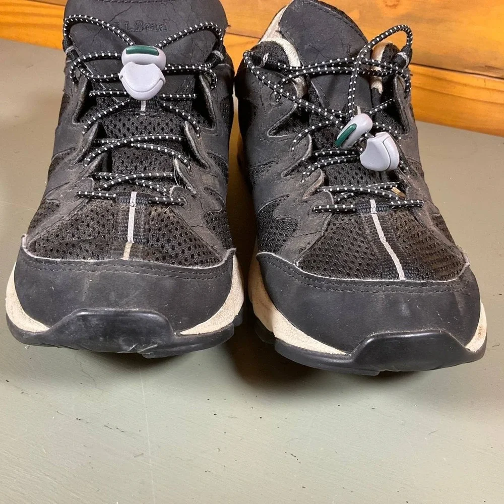 LL Bean Athletic Shoes Womens Size 8M Black Hiking Walking Bungee Workwear‎
